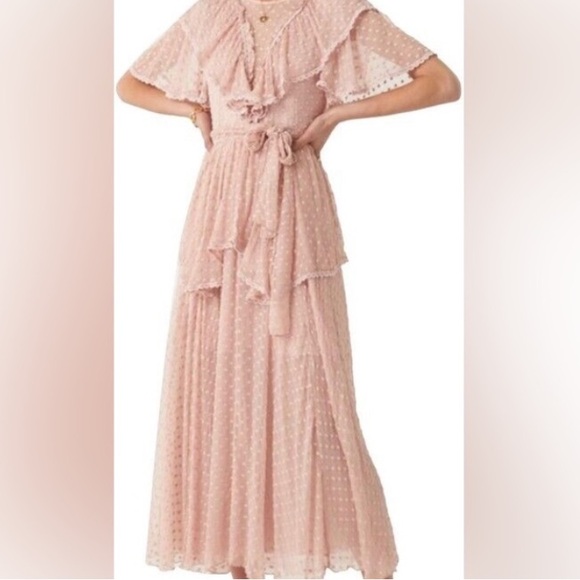 NEW 🌟ZOE SILK GOWN NWOT NEW MAXI Ruffled Dress SZ SMALL - Picture 5 of 5